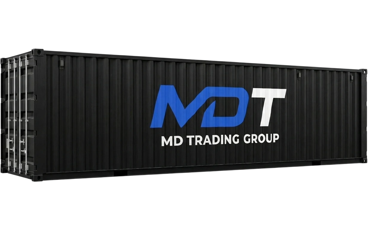 Contenedor de 40 pies con la marca MD Trading Group